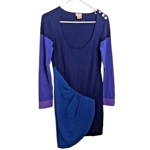 Karen Millen England Dress Color Block Wool Blend Asymmetric Knit Sweater Size 3 - Picture 1 of 9